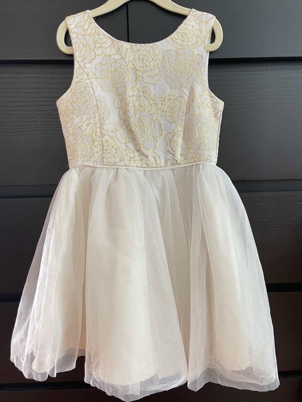 Zunie Ivory Dress with Gold Floral Embroidery